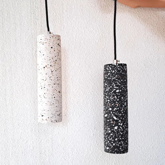 Terrazzo Cement Pendant Lamp Black - IrregularLines