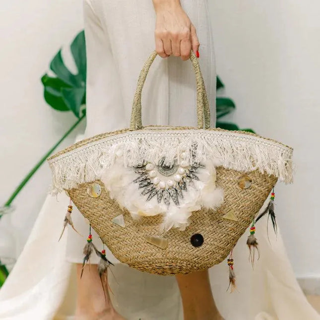 Rattan Boho Handbag - IrregularLines