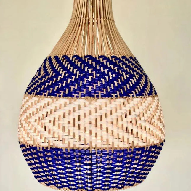 Blue Ryaki Rattan Pendant Light - IrregularLines