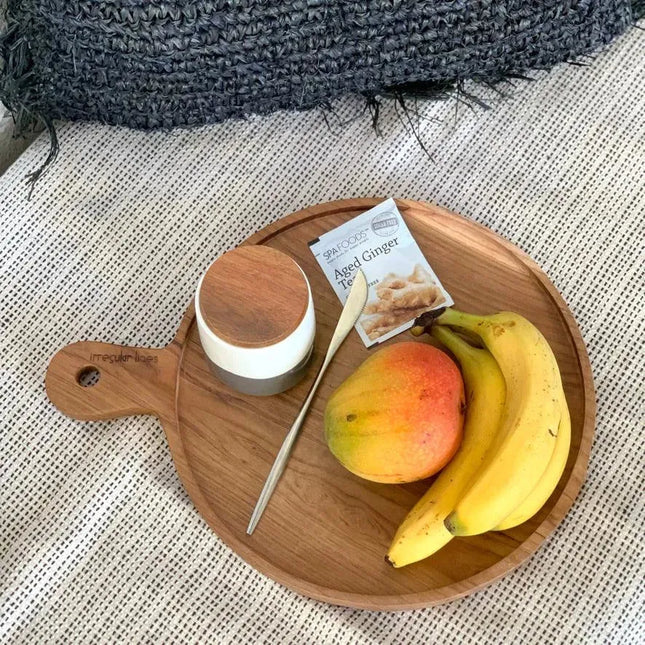Round Teak Serving Board - IrregularLines