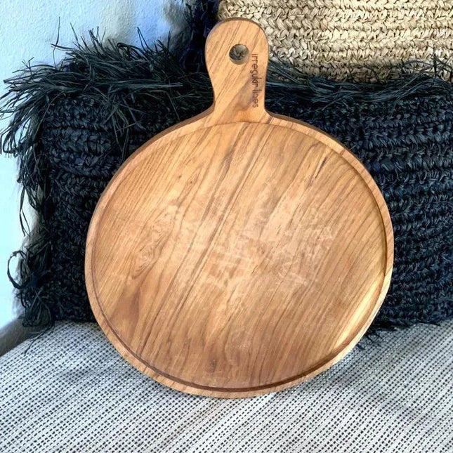 Round Teak Serving Board - IrregularLines