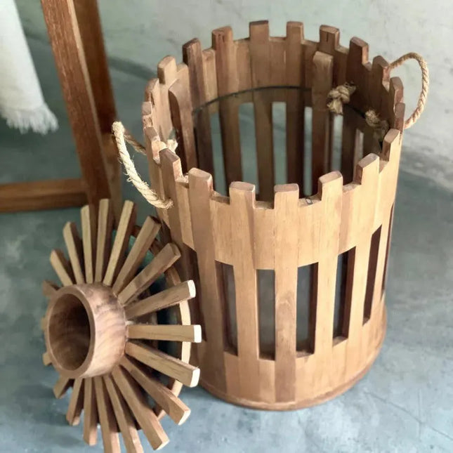 Rania Round Teak Lantern - IrregularLines