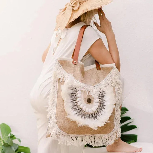 Jute Square Handbag - IrregularLines