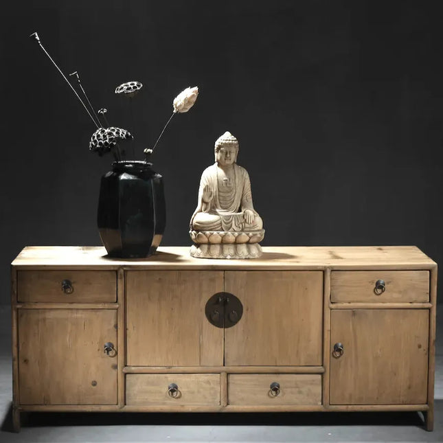 Rustic Elm Wood Chinese Inspired TV Cabinet/Sideboard May - IrregularLines