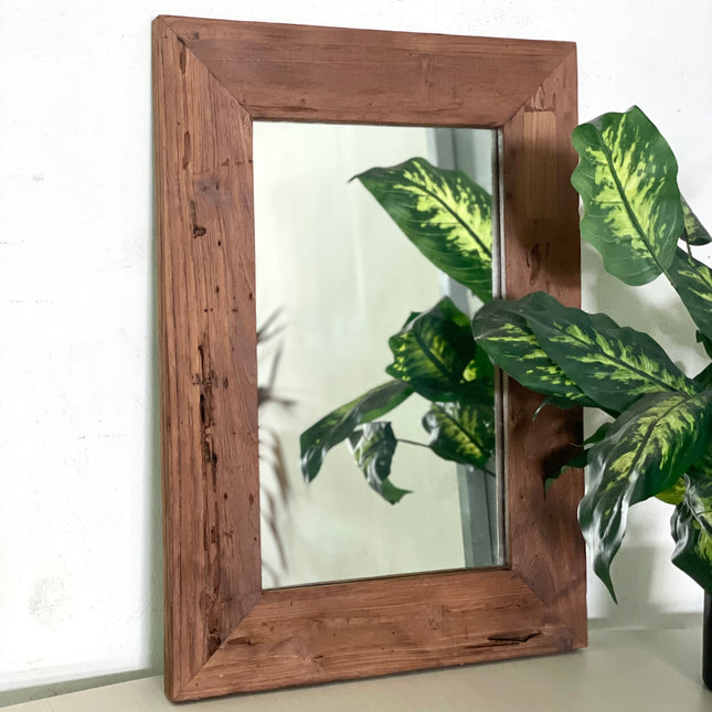 Reclaimed teak wood mirror