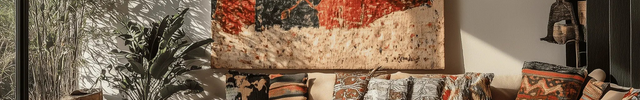 Cozy bohemian bedroom featuring layered textiles, rattan furniture, and organic materials by Theodora Martinou at Irregular Lines