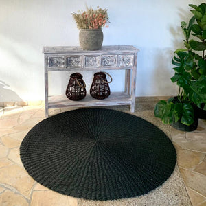 Round Carpet Black - IrregularLines