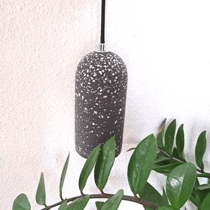 Terrazzo Cement Pendant Lamp Black Short - IrregularLines