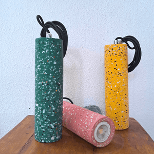 Terrazzo Cement Pendant Lamp Green - IrregularLines