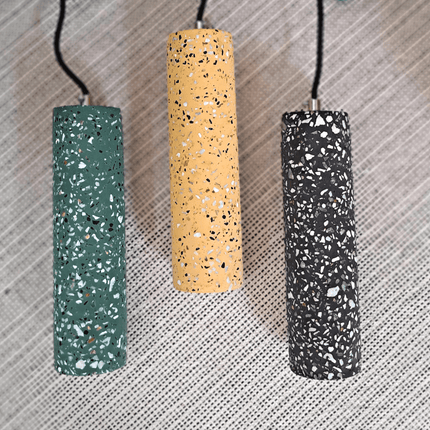 Terrazzo Cement Pendant Lamp Black - IrregularLines