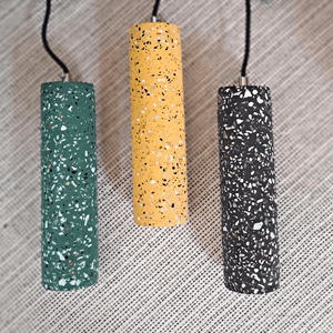 Terrazzo Cement Pendant Lamp Black Yellow - IrregularLines
