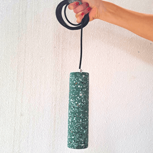Terrazzo Cement Pendant Lamp Green - IrregularLines
