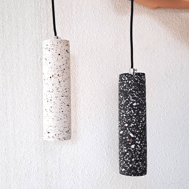 Terrazzo Cement Pendant Lamp Black - IrregularLines