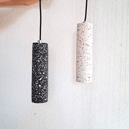 Terrazzo Cement Pendant Lamp White - IrregularLines