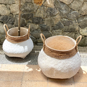 Kuno Bamboo and Banana Bark Round Basket - IrregularLines