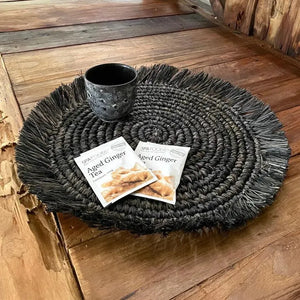 Raffia Placemat Black L - IrregularLines