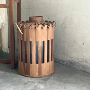 Rania Round Teak Lantern - IrregularLines