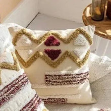Load image into Gallery viewer, Khaki Red Boho Style Cushion - IrregularLines
