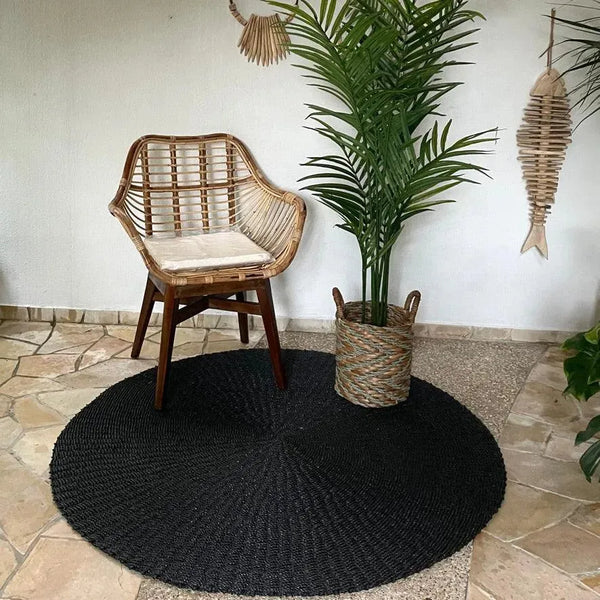 Round Carpet Black - IrregularLines