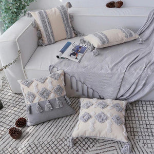 Boho Santorini Tassel Square Cushion Cover - IrregularLines