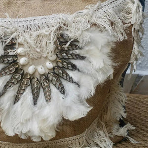 Denim Jute Bag with zip - IrregularLines