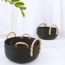 Load image into Gallery viewer, Keke Round Basket With Handle Black - IrregularLines
