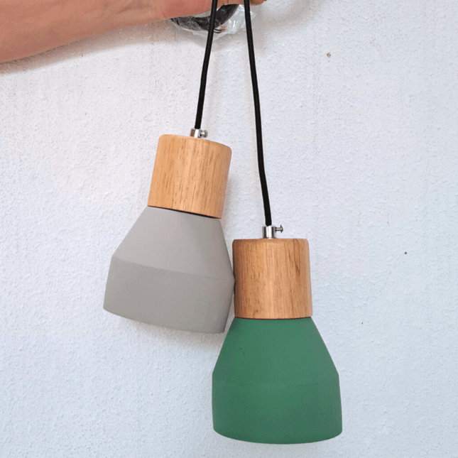 Cement And Wood Pendant Lamp Grey - IrregularLines