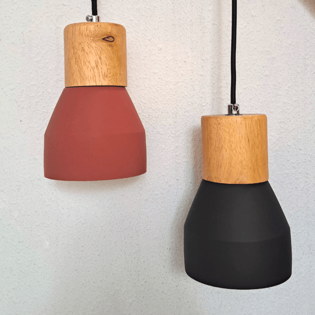 Cement And Wood Pendant Lamp Black - IrregularLines