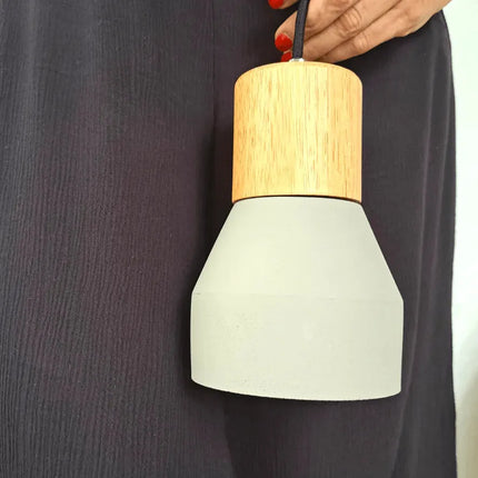 Cement And Wood Pendant Lamp Grey - IrregularLines