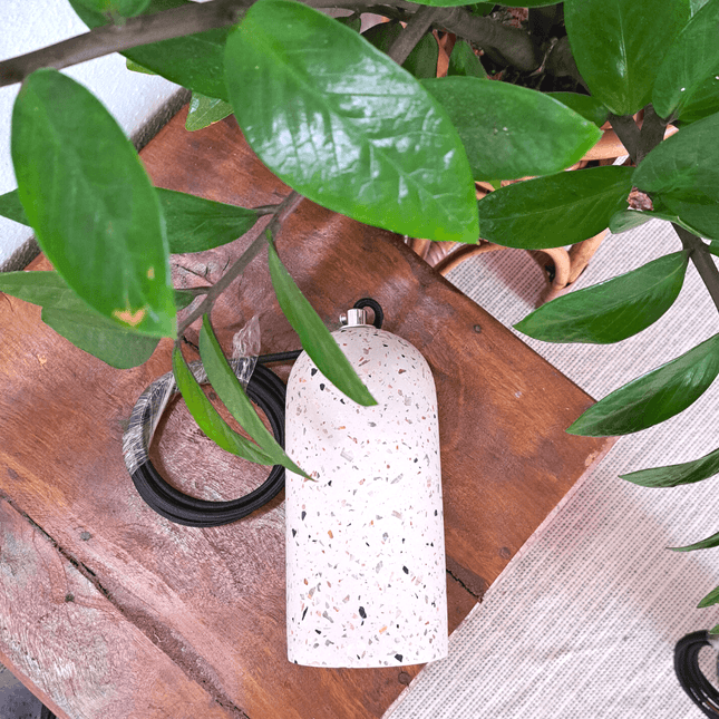 Terrazzo Cement Pendant Lamp White Short - IrregularLines