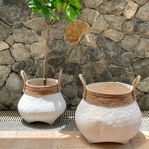 Kuno Bamboo and Banana Bark Round Basket - IrregularLines
