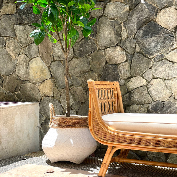 Kuno Bamboo and Banana Bark Round Basket - IrregularLines
