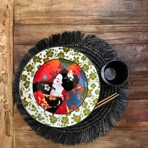 Raffia Placemat Black L - IrregularLines