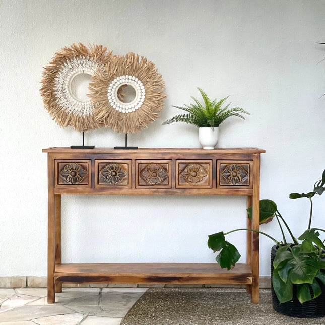 moroccan console table
natural wood console table
boho entryway table
carved wood console table
rustic hallway table
ethnic style furniture
wooden console table decor
handmade console table
console table singapore
entryway furniture singapore