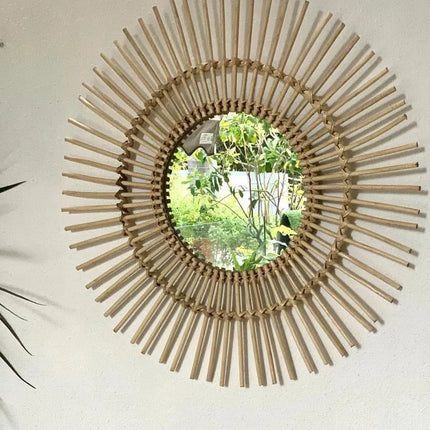 rattan wall mirror
urchin design mirror
boho wall decor mirror
natural rattan home decor
decorative wall mirror
unique mirror design
home decor singapore
handmade rattan mirror
coastal style wall mirror
wall mirror singapore